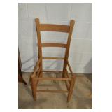 2 CHAIRS AND FOOTSTOOLS - NEEDS TO BE CANED