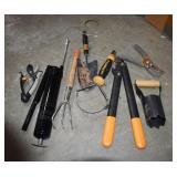 PAIL GREASE GUN AND GARDENING TOOLS