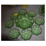 ASSORTED GREEN DEPRESSION GLASS