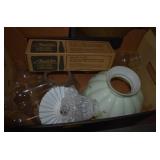 BOX LIGHT SHADES AND OIL LAMP CHIMNEY