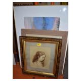 3 FRAMED PRINTS, 1 WITH BROKEN GLASS
