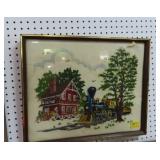 FRAMED TRAIN EMBRODERY