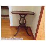 MAHOGANY, LYRE BASE END TABLE
