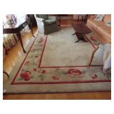 AREA RUG - WOOL - FLORAL DESIGN - BURNT ORANGE/BEI