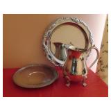 SILVER PLATE: 2 TRAYS AND PITCHER