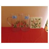 FRANCISCAN "DESERT ROSE": 2 PITCHERS AND A TILE