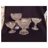 5 VINTAGE CRYSTAL COMPOTES
