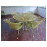 WROUGHT IRON PATIO TABLE AND 4 CHAIRS - 48"