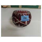 5" RED CUT TO CLEAR ROSE BOWL