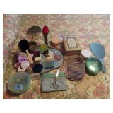 DRESSER TRAY WITH POWDER BOXES, MIRRORS, ETC.