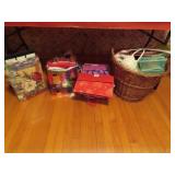 GROUPING: LINENS, BASKETS, HOLIDAY BAGS, ETC.