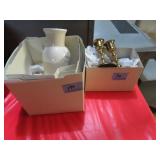TREASURE CRAFT 6 1/2" VASE AND PAIR 4" BRASS