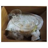 SET OF 8 CRYSTAL SNACK TRAYS AND CUPS & 7