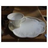 GROUPING: PANELED GRAPE - MILK GLASS SNACK TRAYS A