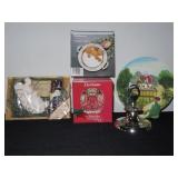 GROUPING: DECORATIVE PLATE W/STAND, CRYSTAL ROSE B