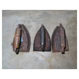 3 CAST IRON FLAT IRONS