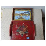 2 SERIVING TRAYS: TILE & WOOD FROM PORTUGAL AND