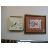 INGRAHAM WALL CLOCK, CARROT PRINT, PLASTIC STEP