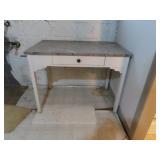 MARBLE TOP, ONE DRAWER KITCHEN WORK TABLE WITH TOW