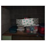 CONTENTS OF SHELVES IN BASEMENT - BACK WALL
