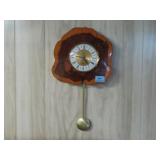 CRAFT MADE CEDAR BLOCK WALL CLOCK WITH PENDULUM