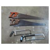 4 SAWS: 2 HAND SAWS AND 2 HACK SAWS