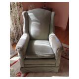 GREEN UPHOLSTERED ARM CHAIR