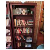 4 SHELF BOOK CASE WITH BOOKS, ETC.