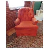 BURNT ORANGE  SWIVEL ROCKING CHAIR WITH TUFTED