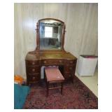 MAHOGANY VANITY WITH STOOL AND MIRROR - 1940