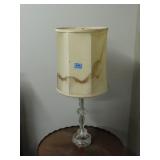 PAIR CRYSTAL TABLE LAMPS - SHADES SHOW DAMAGE