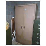 DOUBLE DOOR METAL CABINET WITH CONTENTS