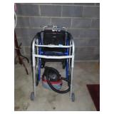 2 ALUMINUM WALKERS AND A ROLLING, SEATED WALKER