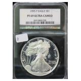 1995-P SILVER EAGLE - NGC GRADED: PF69 ULTRA