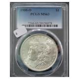 1900-O MORGAN SILVER DOLLAR - PCGS GRADED: MS63