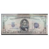 1934A $5 SILVER CERTIFICATE & 1963 RED SEAL $5