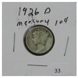 1926-D MERCURY SILVER DIME