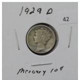 1929-D MERCURY SILVER DIME
