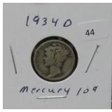 1934-D MERCURY SILVER DIME