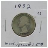 1932 WASHINGTON SILVER QUARTER