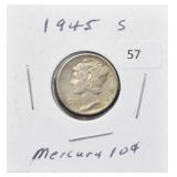 1945-S MERCURY SILVER DIME