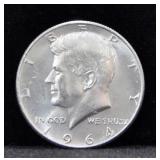1964 KENNEDY SILVER HALF DOLLAR - 90%