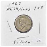1967 PHILIPINES 10¢ COIN - SILVER