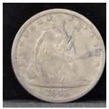 1845 SEATED LIBERTY SILVER HALF DOLLAR