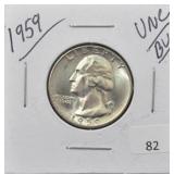 1959 WASHINGTON SILVER QUARTER - UNC
