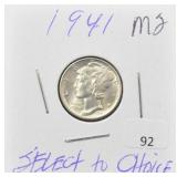 1941 MERCURY SILVER DIME - CHOICE