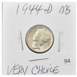 1944-D MERCURY SILVER DIME - CHOICE
