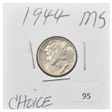 1944 MERCURY SILVER DIME - CHOICE