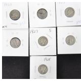 7 MERCURY SILVER DIMES: 1923 - 1929 (INCLUSIVE)
