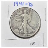 1941-D WALKING LIBERTY SILVER HALF DOLLAR